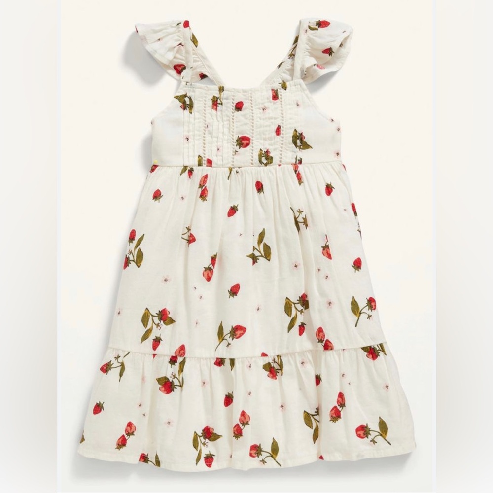 Ruffled Strawberry Print Swing Dress for Toddler Girls